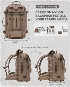 CZFIT L200 2026 Tactical Waterproof <b>Backpack</b> Zipper Closure Anti-Theft Design 36-56L Capacity for Unisex Outdoor Hiking Travel - Product Image 2