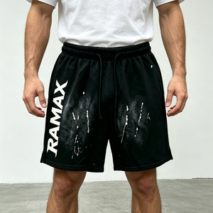 Shorts imprimés pour hommes RAMAX, 300 GSM, poids lourd, logo personnalisé, cordon de serrage à la taille, vêtements de sport décontractés - Product Image 3