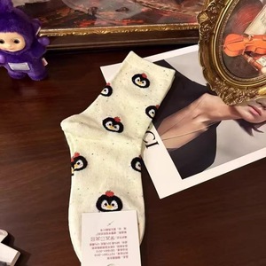Calcetines Penguin para mujer, hasta media pantorrilla, con estampado de animales de dibujos animados, térmicos, absorbentes del sudor, de poliéster, estilo juvenil - Product Image 2