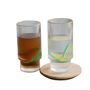 Vidro de ondulação bebendo do vintage alto branco copos vidro ondulação canecas copo de vidro 16oz 12oz com ondulado - Product Image 4