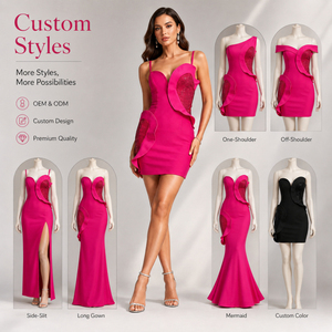 Robe mini sexy en forme de cœur rouge rose à volants pour femmes, robe de soirée scintillante à paillettes, <span class=keywords><strong>tenue</strong></span> d'anniversaire - Product Image 4