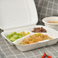 Vaisselle jetable en canne à sucre 6, 8, 9 pouces – Boîte à burger en pulpe compostable écologique – Coque en bagasse pour promotion de restaurant