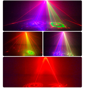 4 chùm ánh sáng sân khấu giáng sinh bên nhà ánh sáng vũ trường KTV flash ánh sáng <span class=keywords><strong>laser</strong></span> xoay bằng giọng nói kiểm soát bên hiển thị 4 ống kính chùm - Product Image 2