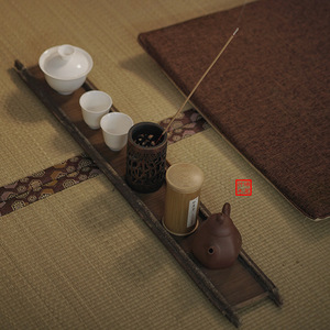 Artículo de Decoración para el Hogar de Estilo Antiguo: Bandeja de Té de Tela con Diseño de Lengüeta, Portavasos de Bambú Antiguo, Accesorios para la Ceremonia del Té Inspirados en el Zen, Té - Product Image 1