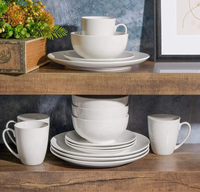 Service de vaisselle en céramique blanche, vaisselle en porcelaine en gros, assiette, plat, bol, tasse, service de vaisselle en céramique pour cadeau