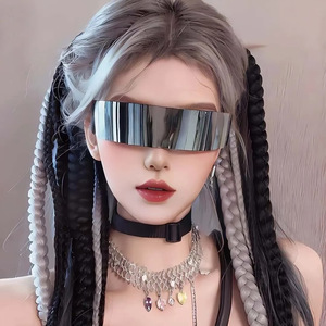 Lunettes de soleil sans monture tout-en-un <span class=keywords><strong>Halloween</strong></span> Tech, UV400, mode futuriste, lunettes hip-hop, lunettes de boîte de nuit - Product Image 4