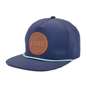 custom luxury plain 5 panel rope hat snapback flat bill waterproof golf rope hat with logo