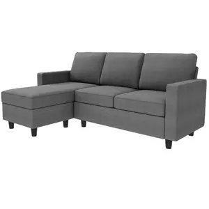 JKY usine de meubles tissu microfibre canapé sectionnel canapé convertible en forme de L tissu salon sièges pour petit appartement
