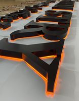 Enseigne en métal rétroéclairée Logo d'entreprise Acrylique Lettre Nom Illuminé Led en acier inoxydable Miroir doré Rétro-éclairé Logo 3D Signalisation
