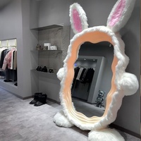 Espejo de cuerpo entero LED con forma de conejo Kawaii, espejo de tocador independiente para habitación de niñas, proyecto hotelero, pedido al por mayor