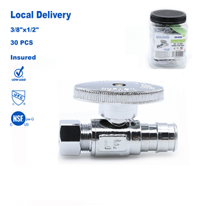 Válvula de Cierre Recta de Latón Cromado de Bajo Contenido de Plomo con Certificación NSF KING SMART UPC de 1/4 de Giro, 1/2" PEX-A (Envío Gratuito a EE. UU. y Canadá) - Product Image 1