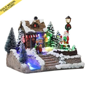 Caja de Música Luminosa Giratoria de Resina para Navidad, Adornos de Tren Pequeño Giratorio, Regalos de Navidad, Decoración de Papá Noel y Muñeco de Nieve - Product Image 1