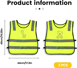 Gilet de sécurité réfléchissant à haute visibilité avec logo personnalisé, imprimé de dessins animés, LED clignotante, pour les activités de plein air des enfants - Product Image 2