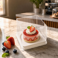 Boîte d'emballage alimentaire carrée en PET transparent de qualité alimentaire, épaisseur 2 mm, personnalisable avec impression, modèle DT-279, pour pâtisserie, mousse, gâteau, pain