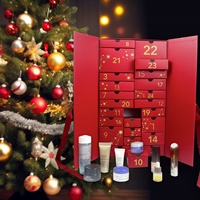 Boîte vide en carton rigide gaufré avec pelliculage mat pour calendrier de l'Avent cosmétique, fermeture magnétique, pour vernis à ongles, huiles essentielles et produits de soin de la peau