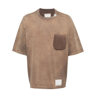 T-shirt vintage pour hommes OEM personnalisé épaules tombantes surdimensionné avec logo vieilli délavé à l'acide délavé