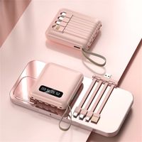 Chargeur de téléphone portable personnalisé avec logo, mini batterie externe 5000mAh 10000mAh, affichage numérique, 4 câbles intégrés, Micro USB 10W, PVC, vente en gros d'usine