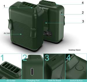 0.51lb ligero <span class=keywords><strong>COLLAR</strong></span> COLGANTE usable ventilador sin aspas portátil 3 velocidades enfriador de aire recargable hogar exterior plástico - Product Image 4