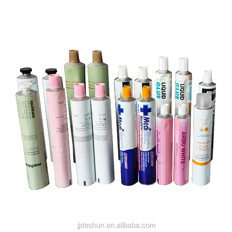 Cosmetici tubi vuoti produttore colori personalizzati finitura opaca contenitore M15 tappi a vite in alluminio tubo pieghevole diametro 40mm