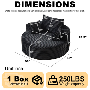 Corduroy Foam Single Swivel Chair, Fluffy Modern <b>Sleeper</b>, 360 Degree Swivel Chair for Living Room - Product Image 6