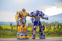 Costume de robot LED jaune réaliste fait main de 2,7 m de haut pour adulte, idéal pour la scène et la danse sur échasses - Grande Vente