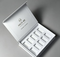 Boîte rigide magnétique personnalisée avec logo de marque et pelliculage mat pour l'emballage de flacons en verre de peptides, sérums et ampoules