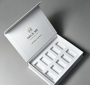Boîte rigide magnétique à rabat de style livre avec logo de marque personnalisé pour flacons en verre de peptides multi-3ml 10ml, emballage de sérum et d'ampoules - Product Image 1