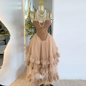 Bộ đồ hai mảnh thời trang hè mới về: Áo corset không tay dáng bất đối xứng và chân váy maxi xếp tầng bèo nhún - Product Image 3