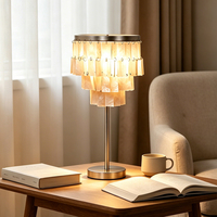 Lampe de table de luxe à 3 niveaux en coquillages naturels, cascade de coquillages Capiz, éclat ambre chaud, E27, pour chevet, chambre, salon, suite d'hôtel
