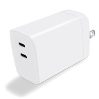 Cargador de Pared Rápido GaN de 65W con Doble Puerto Tipo-C, Enchufe Plegable, Carga PD 3.0 para Reloj Inteligente, Laptop, Tablet, Teléfono Móvil