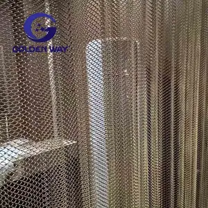Malha de arame decorativa de aço inoxidável para tela de cortina de malha de elo de corrente de metal para decoração de malha de arame