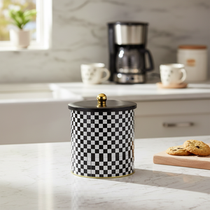 175x180 mm Metal round Food <b>Storage</b> <b>Container</b> with 4.1L Capacity Knob Handle and Checkerboard Design - Product Image 3