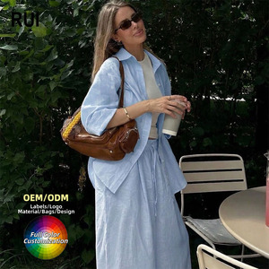 RUIQUWIN 2026 Women's 2 Piece <b>Set</b> Solid Color Button Down Shirt Wide Leg Pants Spring Casual Wear Fashion Women's Clothing - Product Image 1