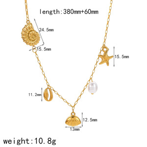Ocean Themed Gold Plated Necklace With <b>Shell</b> Starfish Pendant Stainless Steel Jewelry For Women Summer Fashion Accessory - Product Image 4