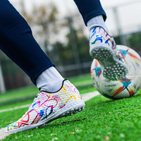 Chaussures de football légères pour jeunes, colorées, style graffiti, antidérapantes, pour entraînement en intérieur et en extérieur