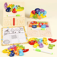 Puzzle en bois 3 en 1 pour enfants, exercices pour le cerveau gauche et droit, améliore les capacités pratiques, la réaction, jouet éducatif interactif