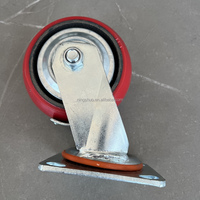 Roue pivotante industrielle NSCW1001 de 5 pouces, robuste, en fonte, avec roulement en polyuréthane PU, support pivotant et frein