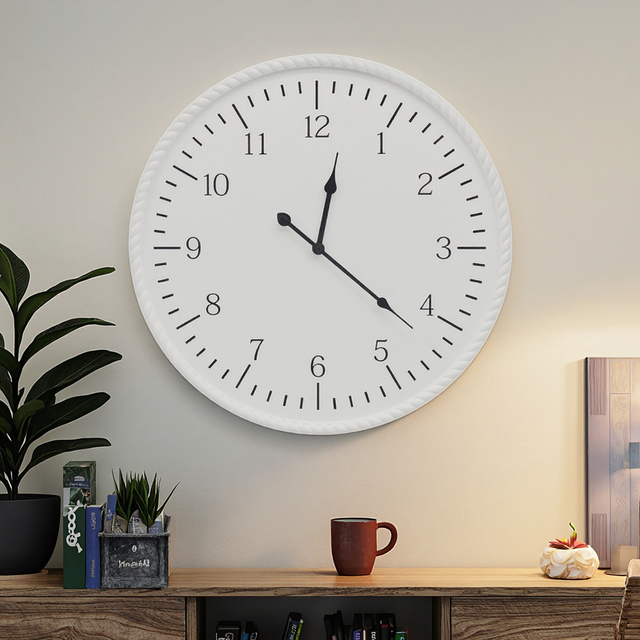 Modern Minimalist Living Room Woodfashion Atmosphere Mute Nordic Clock White Wooden Home Decoration Wall Clocks