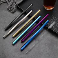 Ensemble de paille Boba en acier inoxydable 316 réutilisable et écologique de vente chaude pailles pliées de 12mm emballées individuellement avec brosse de nettoyage