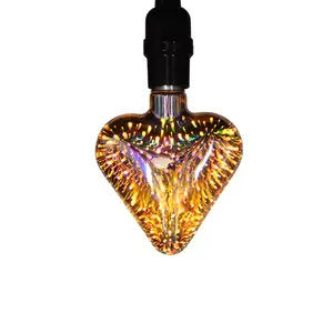 Design Glühbirne E27 Feuerwerk Bunte LED-Lampen Urlaub Glühbirnen für die Dekoration Herzform 3D Glas 50 AC Murano Glas
