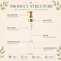 Bouteilles de lotion en plastique PET anti-fuite de couleur personnalisée, finition transparente et mate, avec pompe dorée, argentée ou rose gold