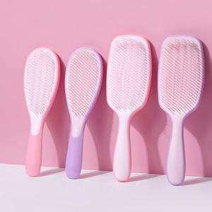 Brosse démêlante <span class=keywords><strong>rose</strong></span> et verte pour cheveux mouillés, brosse démêlante pour femmes, tous types, peigne chauffant, brosse démêlante personnalisable avec logo - Product Image 5