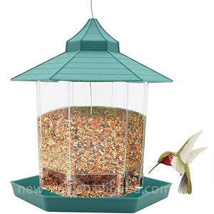 Mangeoires à oiseaux suspendues avec toit en forme d'hexagone pour oiseaux sauvages tous temps à l'extérieur mangeoire à oiseaux suspendue - Product Image 1