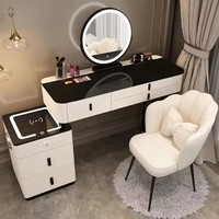 Meubles de chambre à coucher Princess Smart avec miroir LED et armoire de rangement, ensemble de coiffeuse moderne et simple pour femmes