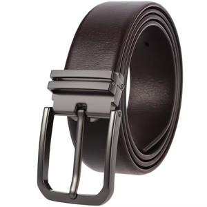 Novo Cinto Masculino Reversível de Couro com Fivela Rotativa, Cintos de Couro Genuíno para Homens, Cinto Clássico para Negócios e Vestuário Formal, Preto e Café - Product Image 2