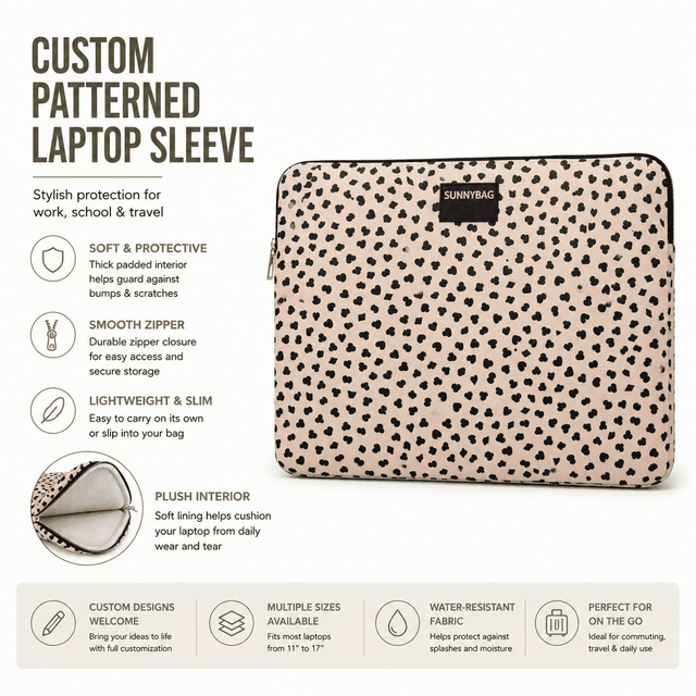 Custom Pattern PU Leather Laptop Sleeve Manufacturer Fashion Zipper Durable Portable 13 Inch Laptop Case