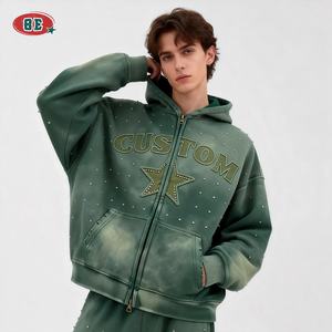 도매 후드티 남성용 고품질 빈티지 선 페이드 에센셜 후디 디자이너 맞춤 자수 로고 라인스톤 박시 후디 - Product Image 2