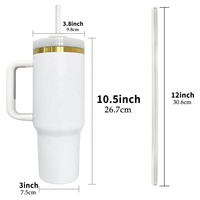 Lot de 20 gobelets blancs H2.0 de 40 oz avec revêtement en poudre et poignée, plaqués or, pour gravure 40GOLDH20DD – Expédition depuis l'entrepôt américain