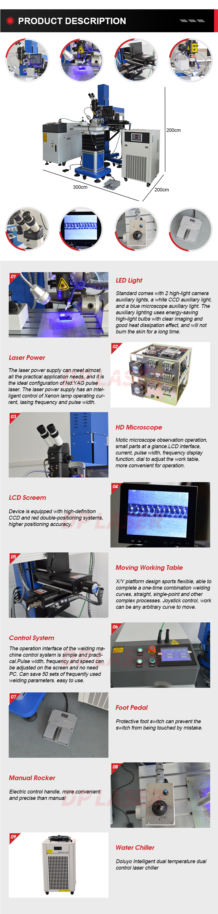 Boom Lift 200W 400W 600W Large Metal Car Mould Repair Spot YAG Laser Welding Machine