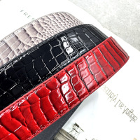 Nouvelle Ceinture de Luxe en Cuir Grain Crocodile Épineux Rouge Noir Brillant Style Punk Tendance Personnalisée Classique Robuste Western Designer